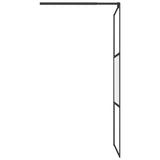 Walk-in Shower Wall 35.4"x76.8" Half Frosted ESG Glass Black
