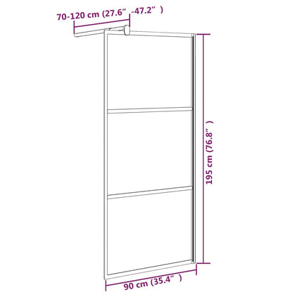 Walk-in Shower Wall 35.4"x76.8" Half Frosted ESG Glass Black