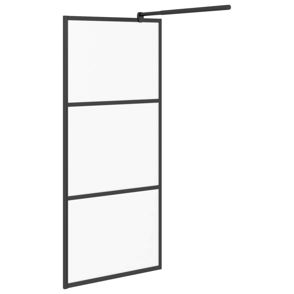 Walk-in Shower Wall 31.5"x76.8" Frosted ESG Glass Black
