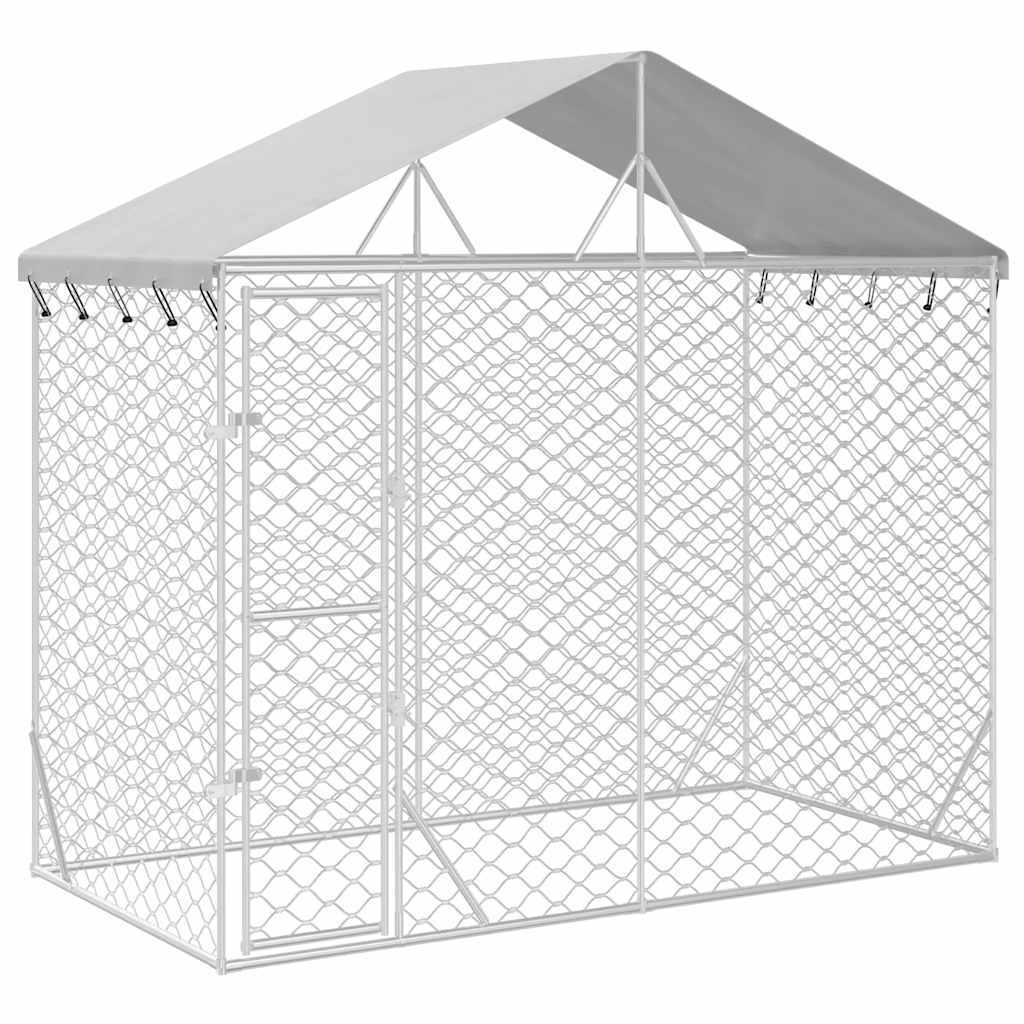 Outdoor Dog Kennel with Roof Silver 9.8'x4.9'x8.2'Galvanized Steel