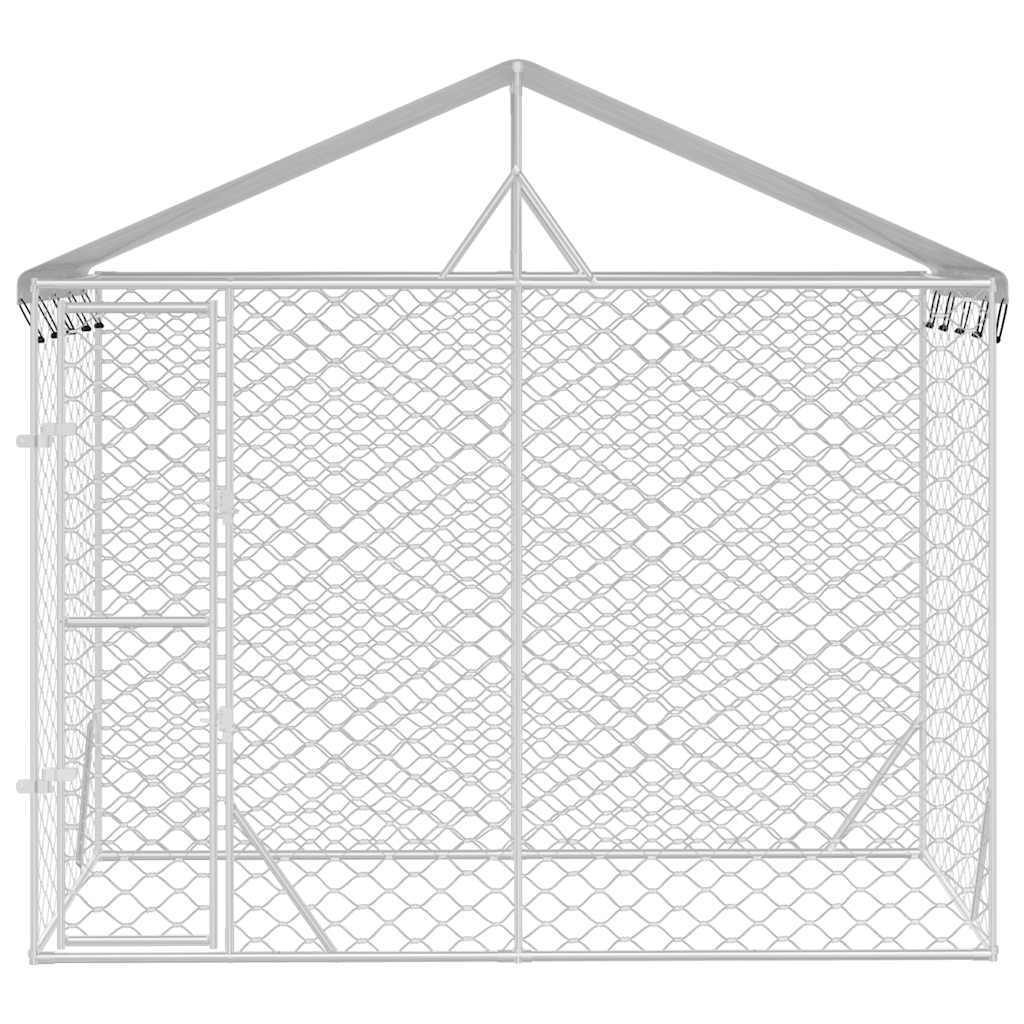 Outdoor Dog Kennel with Roof Silver 9.8'x4.9'x8.2'Galvanized Steel