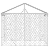 Outdoor Dog Kennel with Roof Silver 9.8'x4.9'x8.2'Galvanized Steel