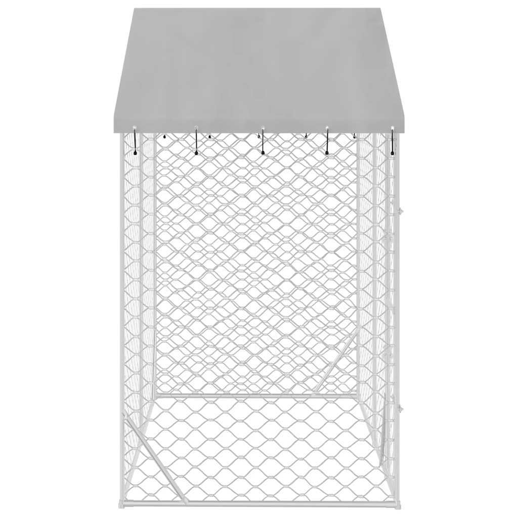 Outdoor Dog Kennel with Roof Silver 9.8'x4.9'x8.2'Galvanized Steel