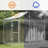 Outdoor Dog Kennel with Roof Silver 9.8'x4.9'x8.2'Galvanized Steel