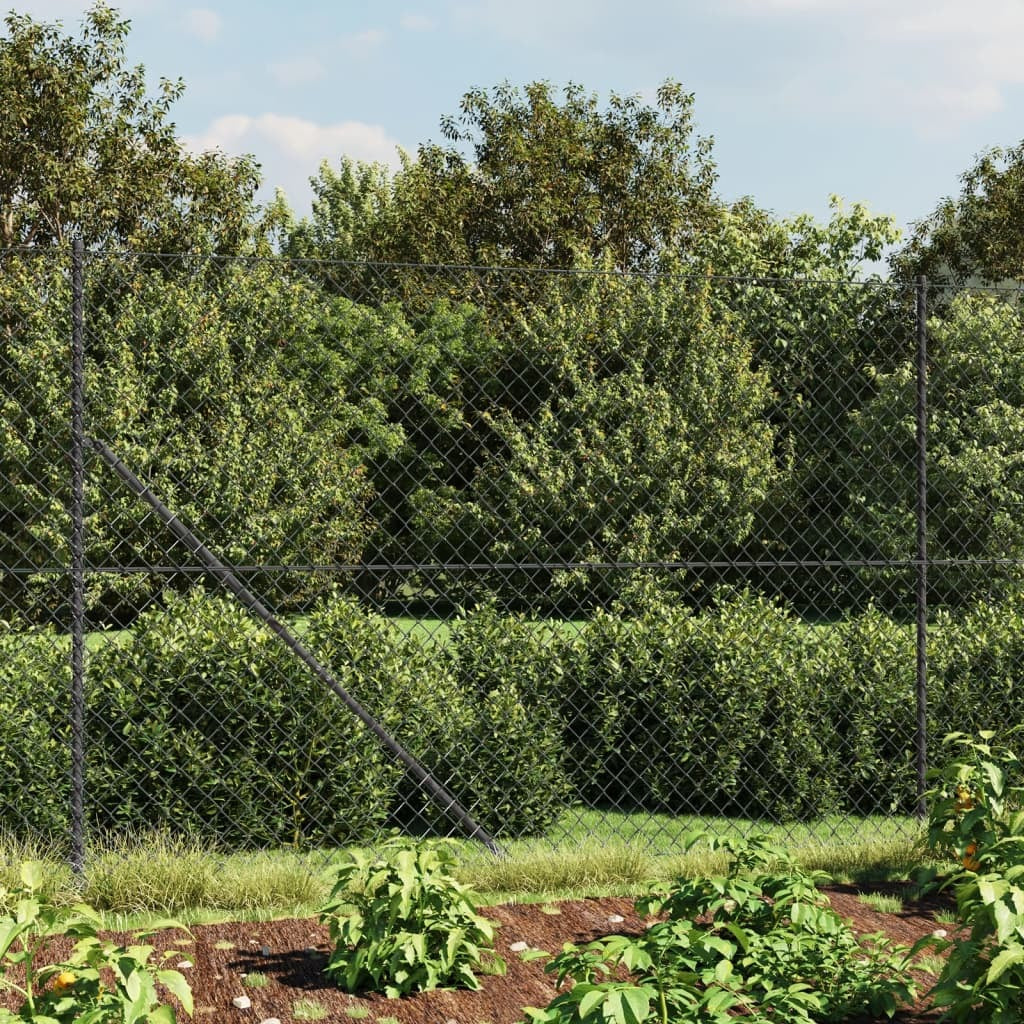 Chain Link Fence with Spike Anchors Anthracite 5.2'x82'
