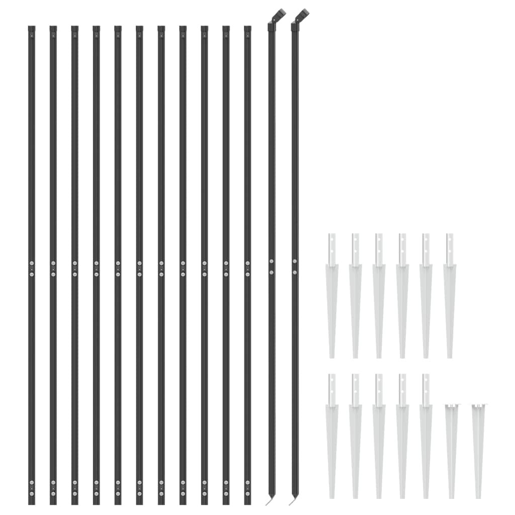 Chain Link Fence with Spike Anchors Anthracite 5.2'x82'