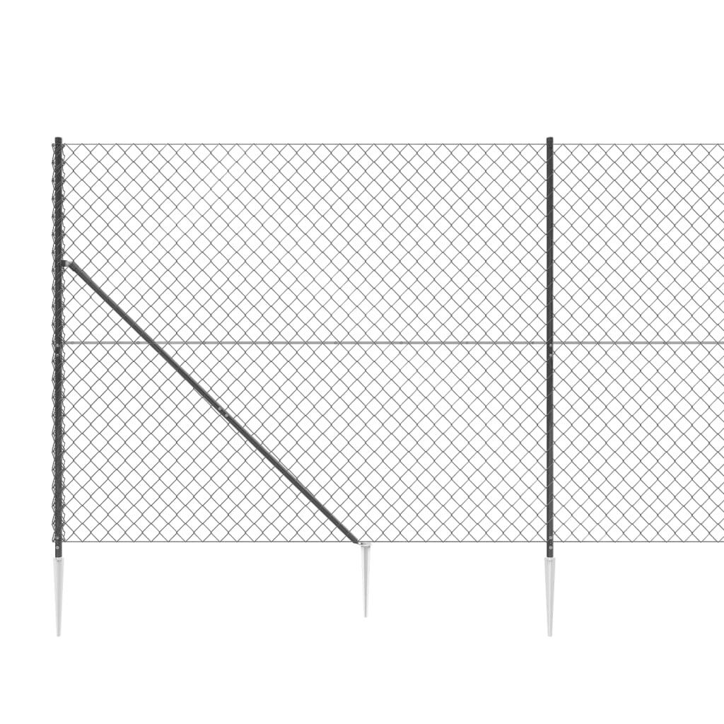 Chain Link Fence with Spike Anchors Anthracite 5.2'x82'