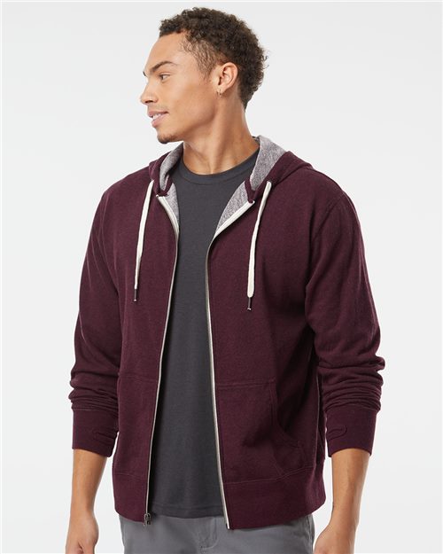 Unisex Heathered French Terry Full-Zip Hooded Sweatshirt - 1617