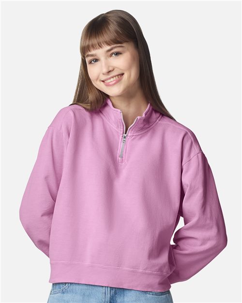 Women's Garment-Dyed Mid-Length Quarter-Zip Sweatshirt - 16618