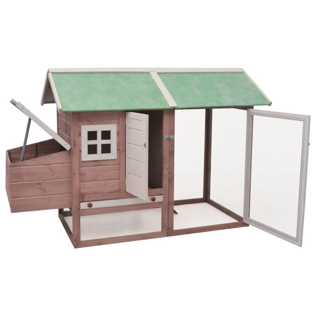 Chicken Cage Mocha 66.9"x31.9"x43.3" Solid Pine & Fir Wood