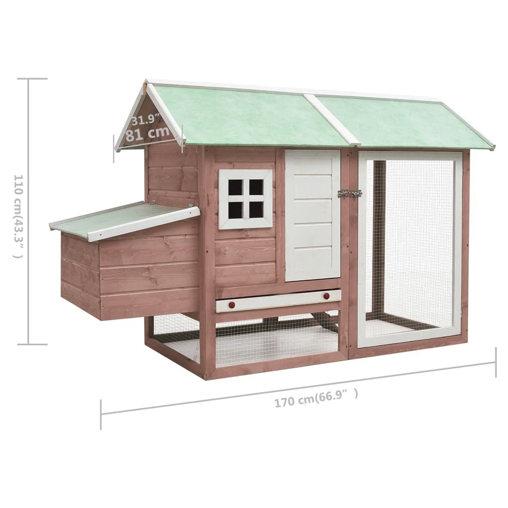 Chicken Cage Mocha 66.9"x31.9"x43.3" Solid Pine & Fir Wood