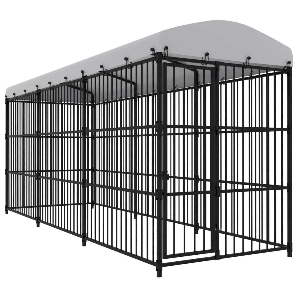 Outdoor Dog Kennel with Roof 177.2"x59.1"x82.7