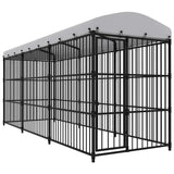 Outdoor Dog Kennel with Roof 177.2"x59.1"x82.7