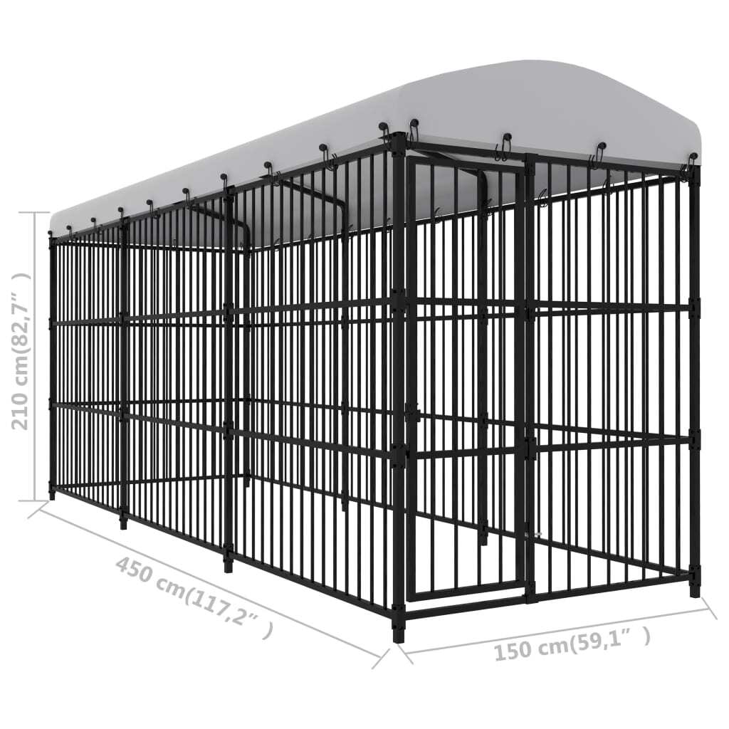 Outdoor Dog Kennel with Roof 177.2"x59.1"x82.7