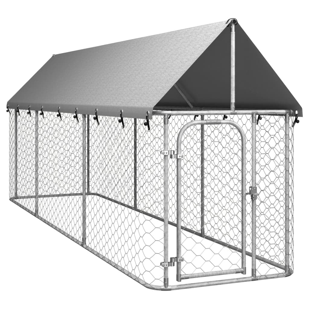 Outdoor Dog Kennel with Roof 157.5"x39.4"x59.1