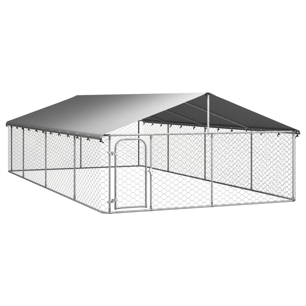 Outdoor Dog Kennel with Roof 236.2"x118.1"x59.1