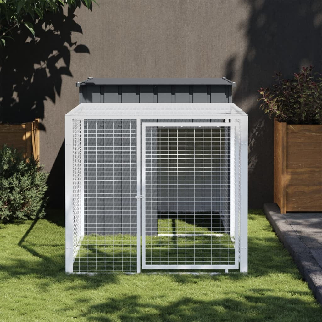 Chicken Cage with Run Anthracite 43.3x79.1x43.3" Galvanised Steel