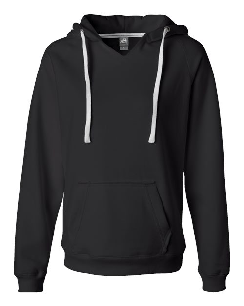 Women's Sueded V-Neck Hooded Sweatshirt - 366