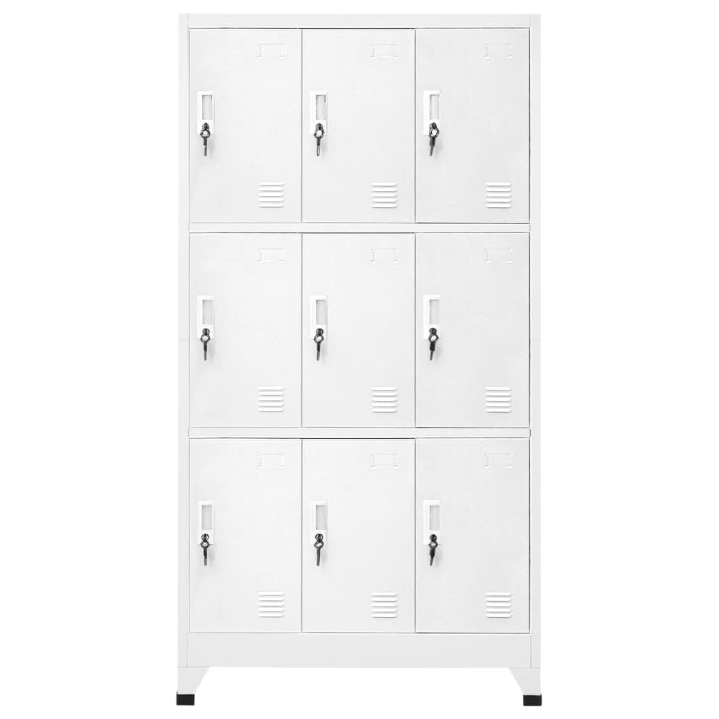 Locker Cabinet with 9 Compartments Steel 35.4"x17.7"x70.9" Gray