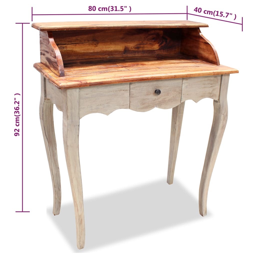 Writing Desk Solid Mahogany Wood 31.5"x15.7"x36.2