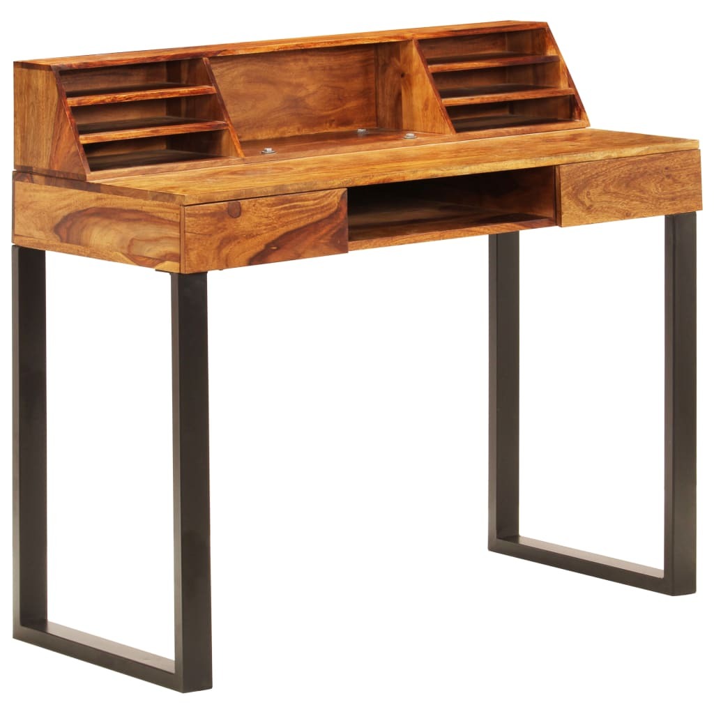 Desk 43.3"x19.7"x37" Solid Acacia Wood and Steel