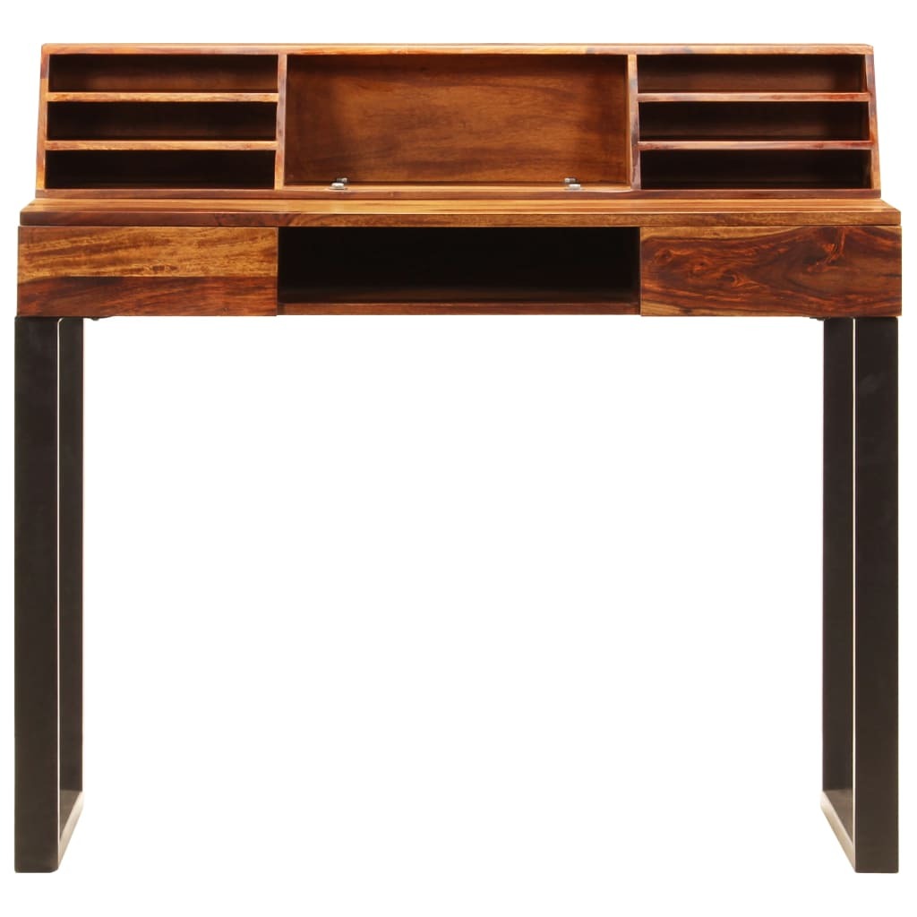 Desk 43.3"x19.7"x37" Solid Acacia Wood and Steel