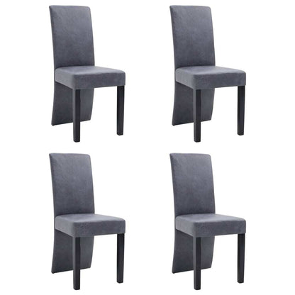Dining Chairs 4 pcs Gray Faux Suede Leather