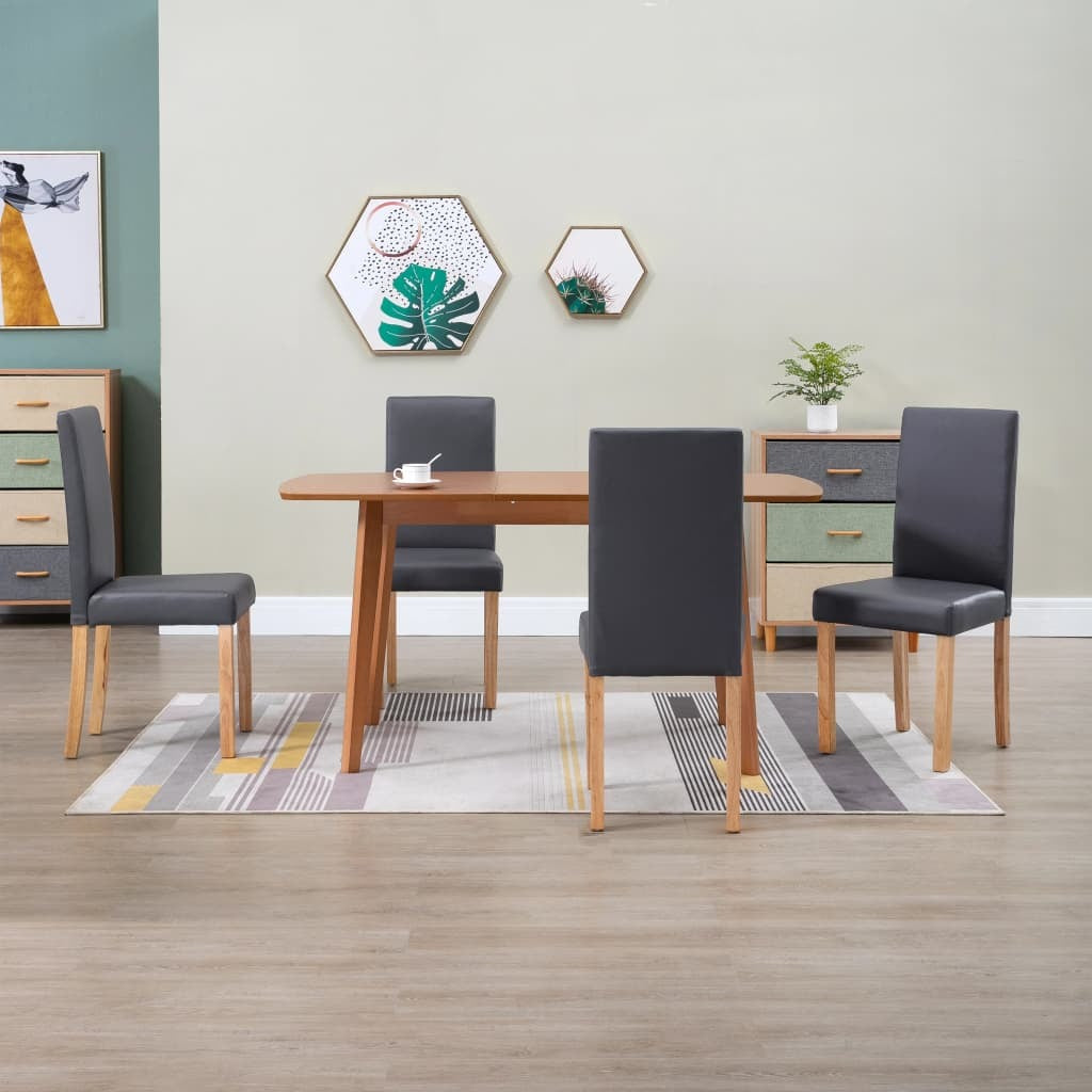 Dining Chairs 4 pcs Gray Faux Leather