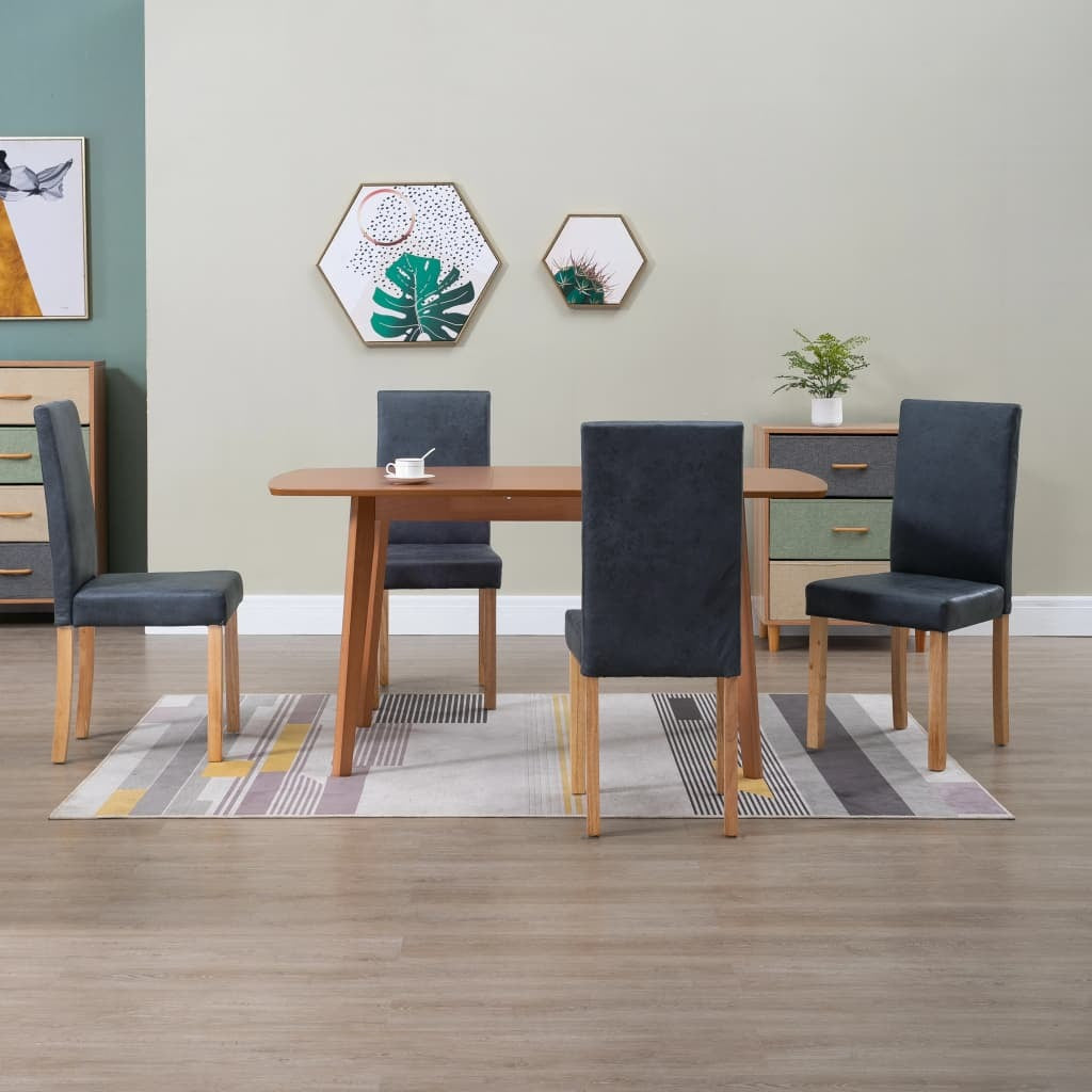 Dining Chairs 4 pcs Gray Faux Suede Leather