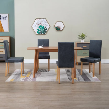 Dining Chairs 4 pcs Gray Faux Suede Leather
