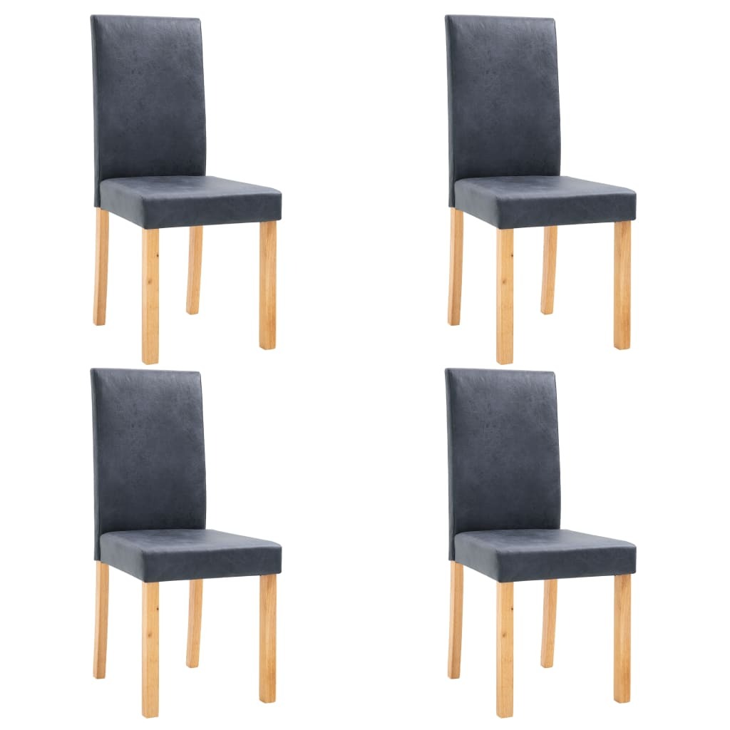 Dining Chairs 4 pcs Gray Faux Suede Leather