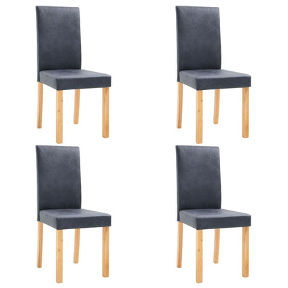Dining Chairs 4 pcs Gray Faux Suede Leather