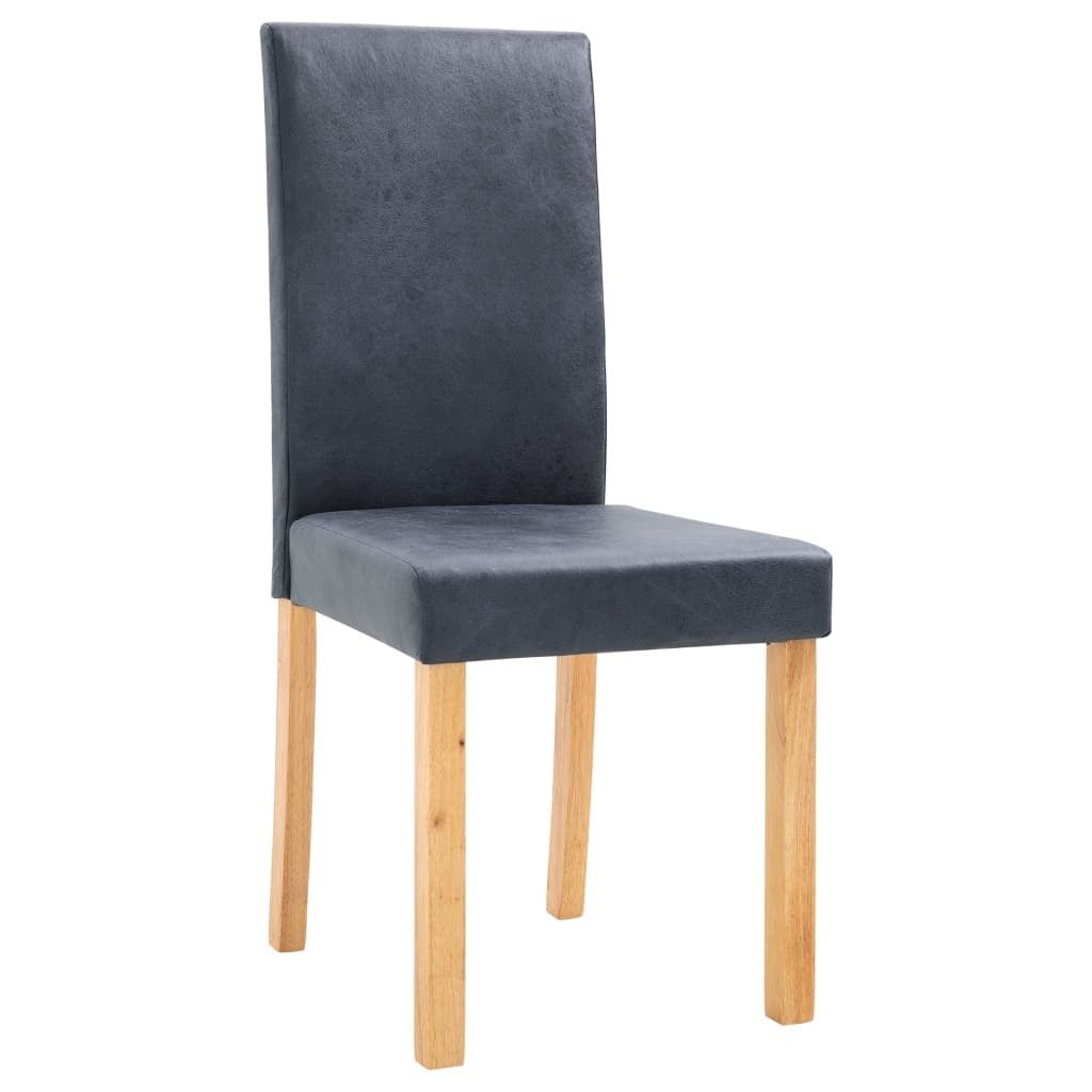 Dining Chairs 4 pcs Gray Faux Suede Leather