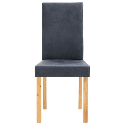 Dining Chairs 4 pcs Gray Faux Suede Leather