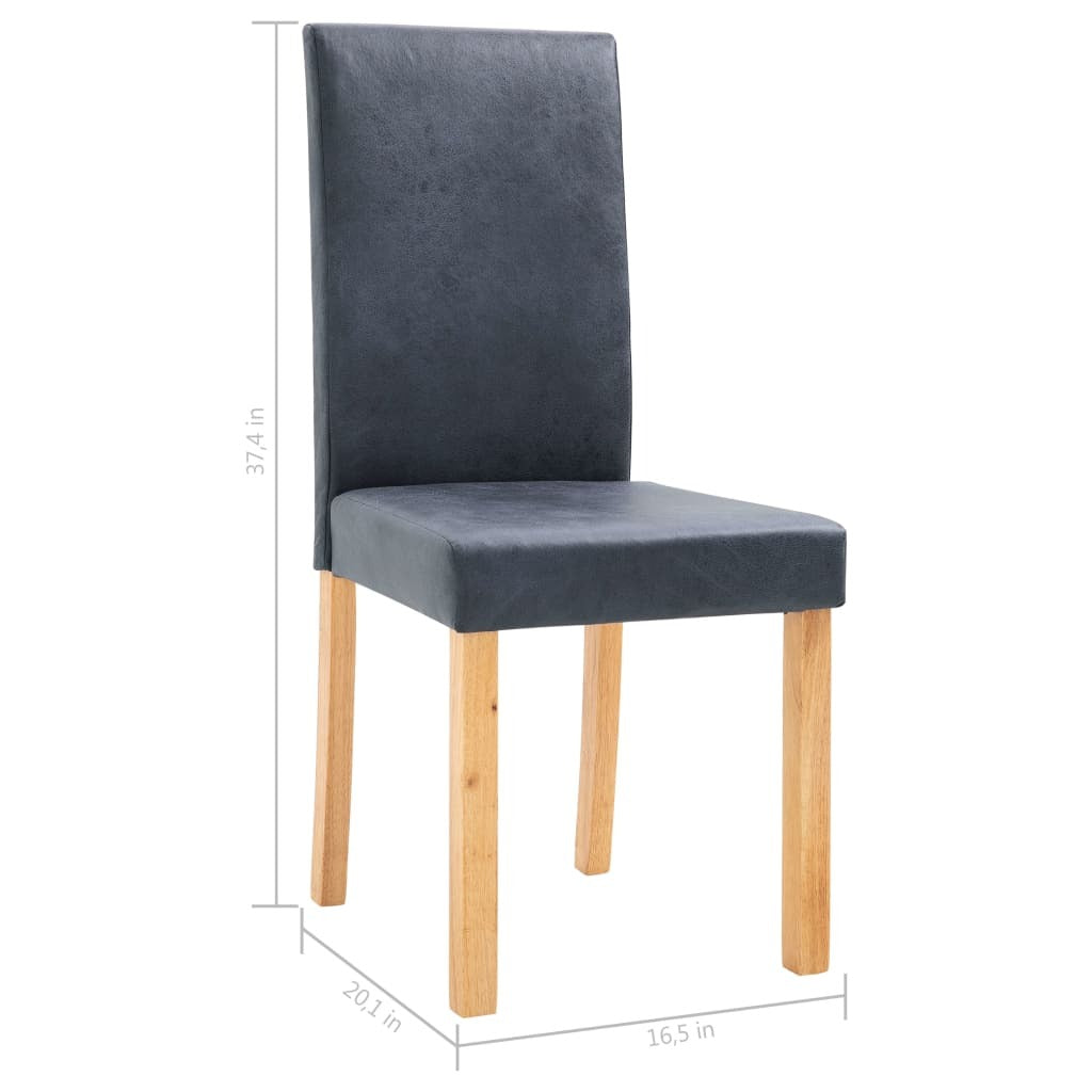 Dining Chairs 4 pcs Gray Faux Suede Leather