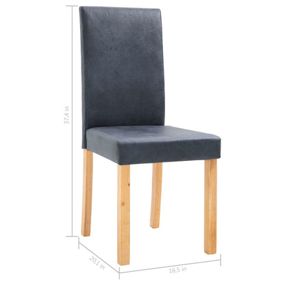 Dining Chairs 4 pcs Gray Faux Suede Leather