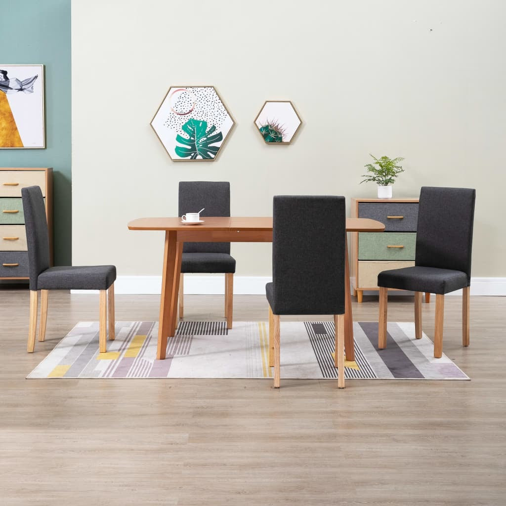 Dining Chairs 4 pcs Dark Gray Fabric