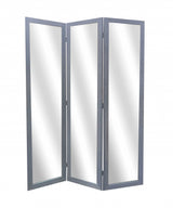 50 X 69 Gray Glass & Wood Mirror  Screen