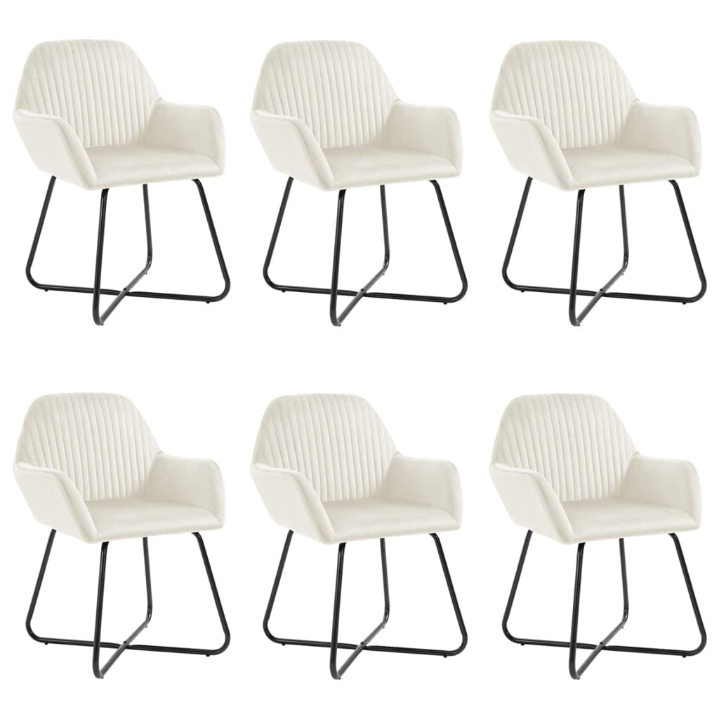 Dining Chairs 6 pcs Cream Velvet