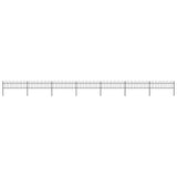 Garden Fence with Hoop Top Steel 491.3"x23.6" Black