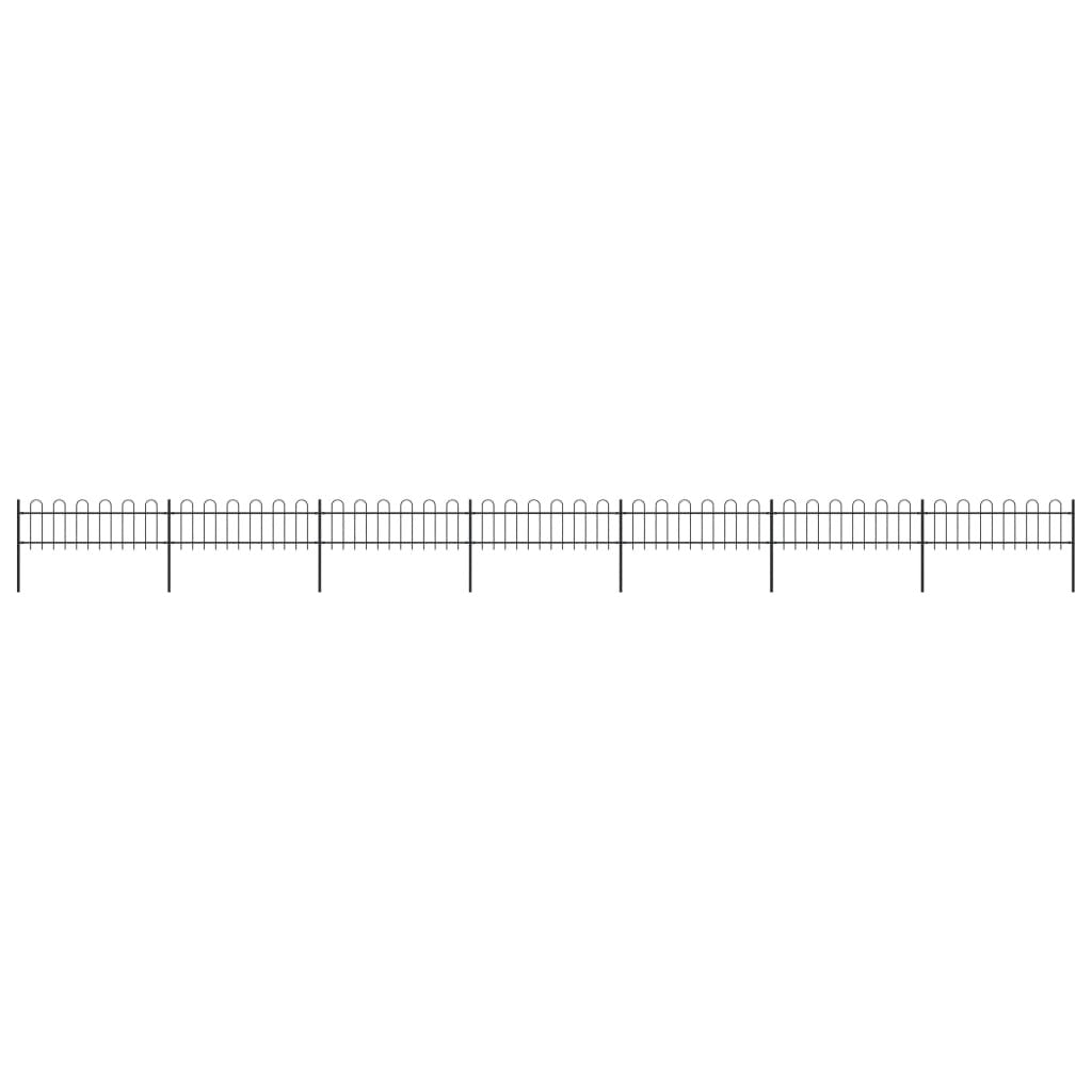 Garden Fence with Hoop Top Steel 491.3"x23.6" Black