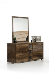 66" Brown Three Drawer Double Dresser