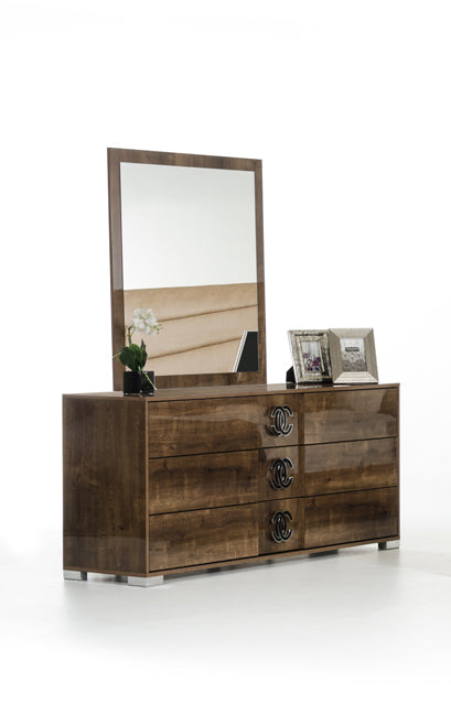 66" Brown Three Drawer Double Dresser