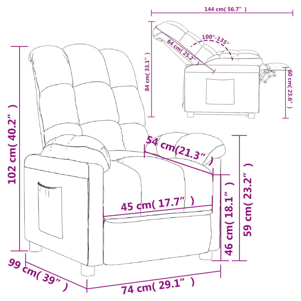 Recliner Light Gray Fabric