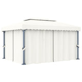 Gazebo with Curtain 13.1'x9.8'Cream White Aluminum