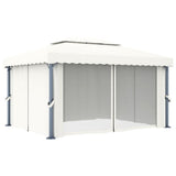Gazebo with Curtain 13.1'x9.8'Cream White Aluminum