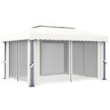 Gazebo with Curtain 13.1'x9.8'Cream White Aluminum