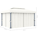 Gazebo with Curtain 13.1'x9.8'Cream White Aluminum