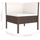 6 Piece Patio Lounge Set with Cushions Poly Rattan Brown