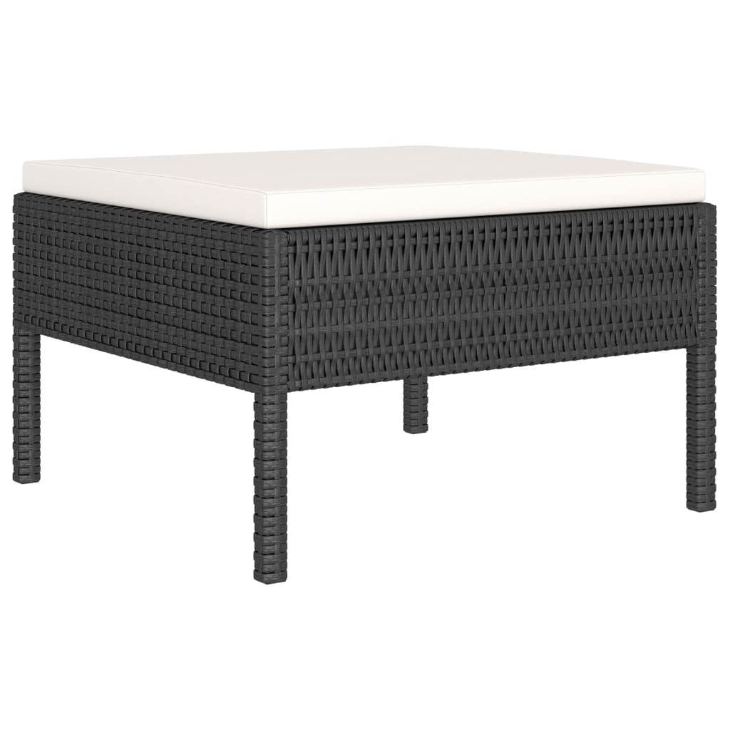 10 Piece Patio Lounge Set with Cushions Poly Rattan Black